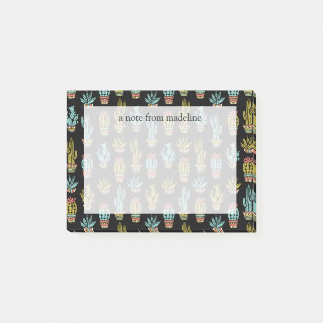 Dark Grunge Cactus Pattern Post-it Notes (Front)