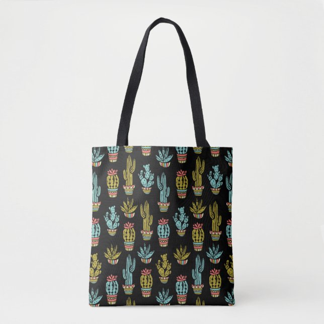 Dark Grunge Cactus Pattern Tote Bag (Front)