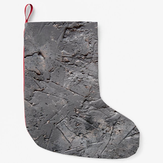 Dark grunge textured background, Cracked stone wal Small Christmas Stocking (Front)