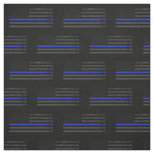 Dark Grungy Police Style American Flag Fabric (Swatch)