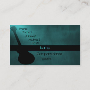 Dark Guitar Business Card, Teal Card