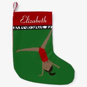Dark Hair Gymnast Personalized Christmas Small Christmas Stocking