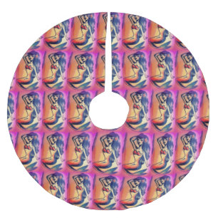 dark-haired mermaid beauties brushed polyester tree skirt