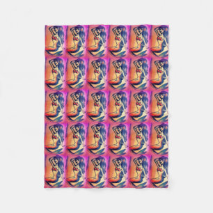 dark-haired mermaid beauties pink fleece blanket