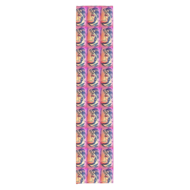 dark-haired mermaid beauties short table runner (Front)