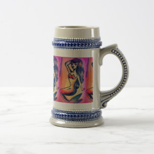 dark-haired mermaid beauty beer stein