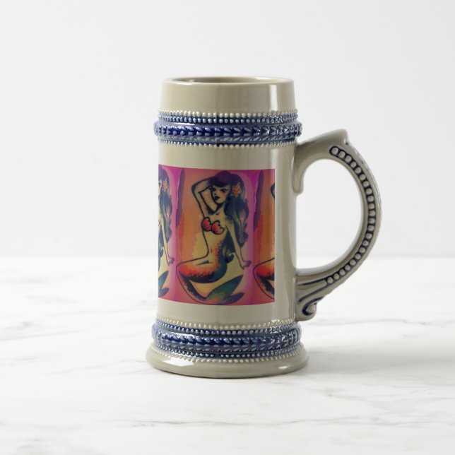 dark-haired mermaid beauty beer stein (Right)