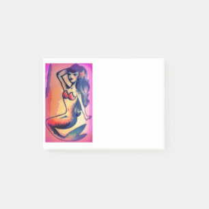 dark-haired mermaid beauty post-it notes