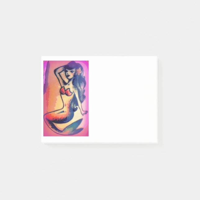 dark-haired mermaid beauty post-it notes (Front)