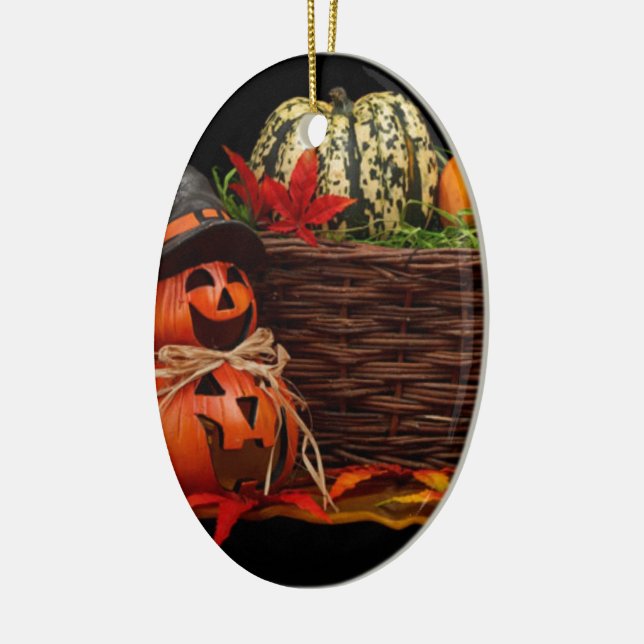 Dark Halloween Design Ceramic Ornament (Left)