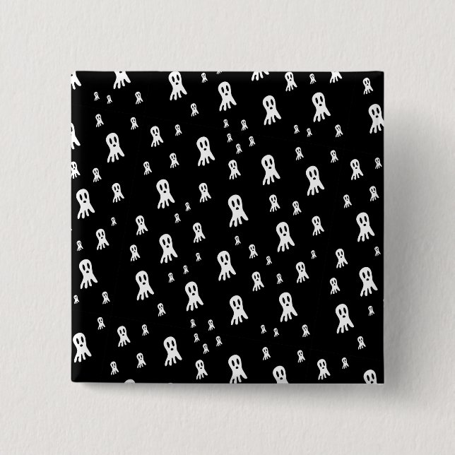 Dark Halloween Ghosts  2 Inch Square Button (Front)