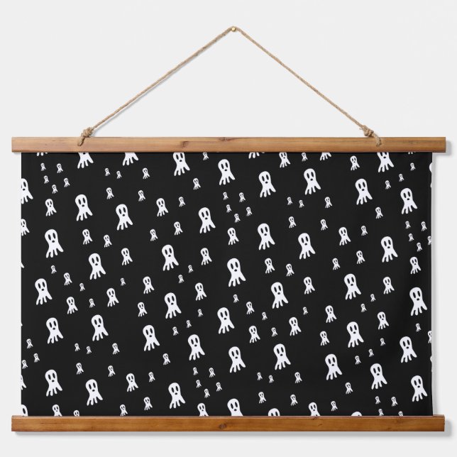 Dark Halloween Ghosts  Hanging Tapestry (Front)