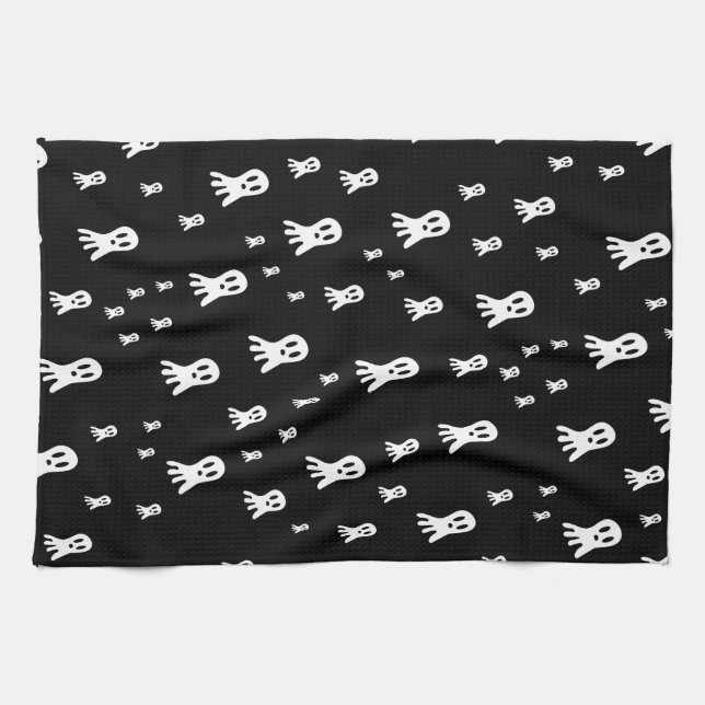 Dark Halloween Ghosts  Kitchen Towel (Horizontal)