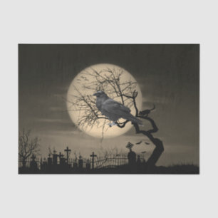 Dark Halloween Raven in Tree   Tissue Paper