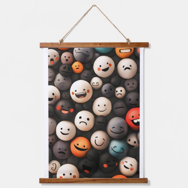 Dark Happy and funny faces Hanging Tapestry (Front)