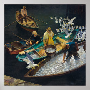 Dark Harbour Fishermen by Newell Convers Wyeth Poster