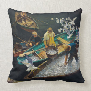 Dark Harbour Fishermen by Newell Convers Wyeth Throw Pillow