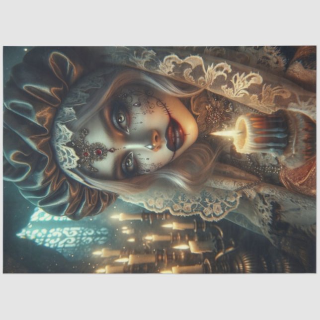 Dark Harlequin Woman Decoupage Paper (Front)