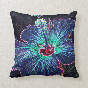 Dark Hibiscus Throw Pillow