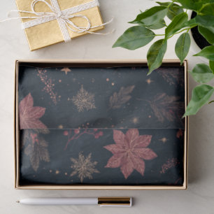 Dark Holiday Watercolor Pine Berry  Tissue Paper