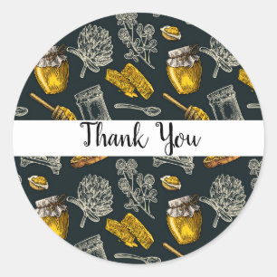 Dark Honey Bee Beehive Vintage Organic Rustic Classic Round Sticker
