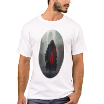 Dark Hooded Figure in Neon City
