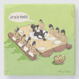 Dark Humour Indigenous Peoples' Thanksgiving Stone Coaster