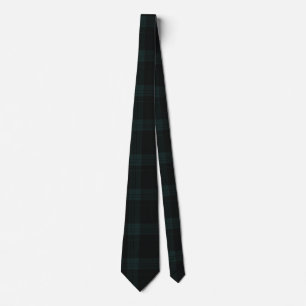 Dark Hunter Green and Deep Charcoal Tartan Plaid Tie