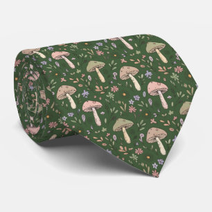 Dark Hunter Green Fungi Botanical   Formal Wedding Tie