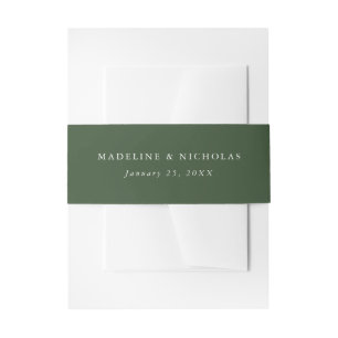 Dark Hunter Green Personalized Wedding Invitation Belly Band