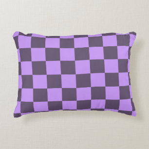Dark Indigo and Pale Violet Chequerboard Accent Pillow
