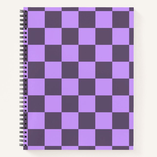Dark Indigo and Pale Violet Chequerboard Notebook (Front)