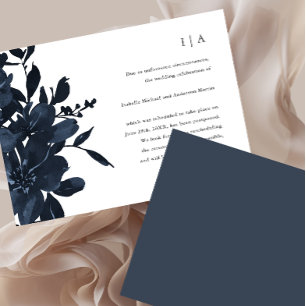 Dark Indigo Floral Wedding Postponement Announcement