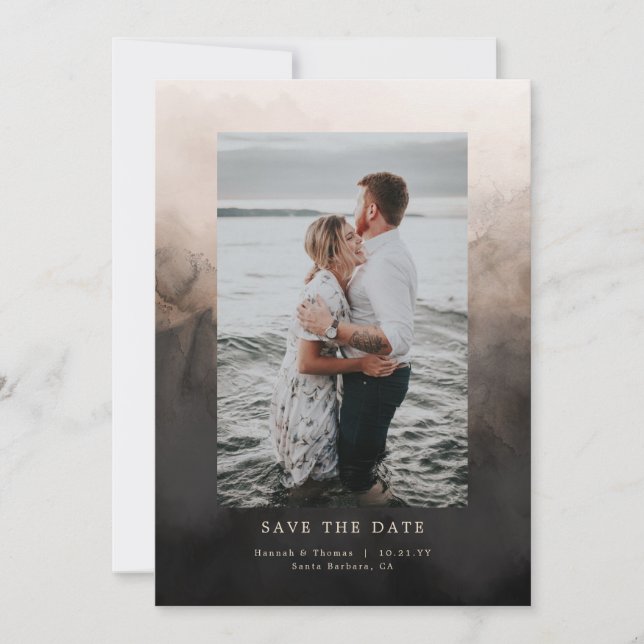 Dark Ink Wedding Save the Date (Front)