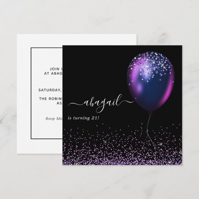  Dark Iridescent Balloons Birthday Party Invitatio Invitation (Front/Back)