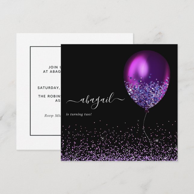  Dark Iridescent Balloons Birthday Party Invitatio Invitation (Front/Back)
