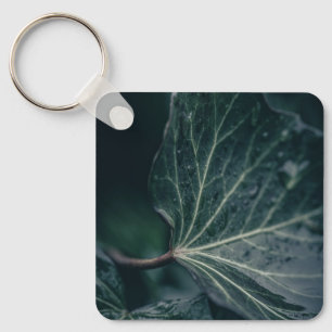 Dark Ivy Leaf Nature Photo Keychain