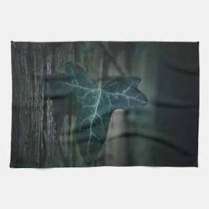 Dark Ivy Leaf Nature Photo Kitchen Towel