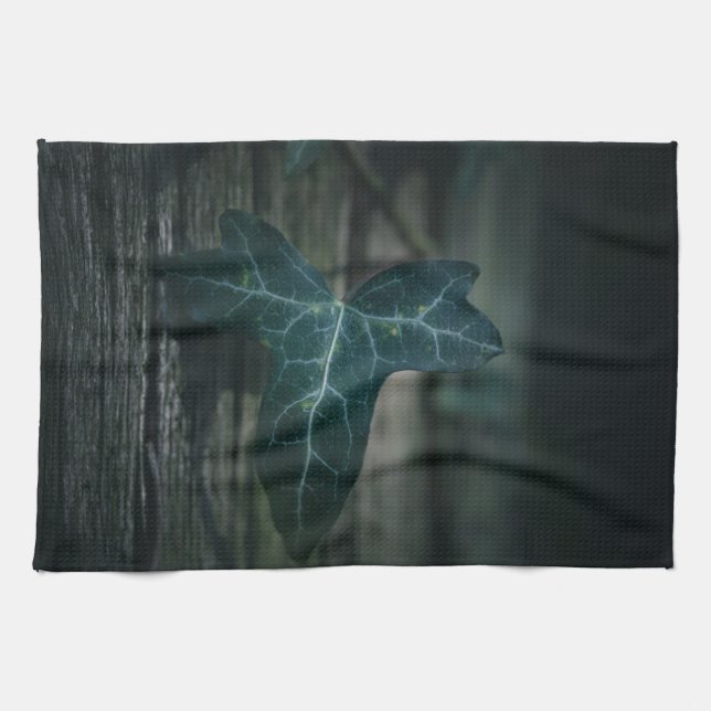 Dark Ivy Leaf Nature Photo Kitchen Towel (Horizontal)