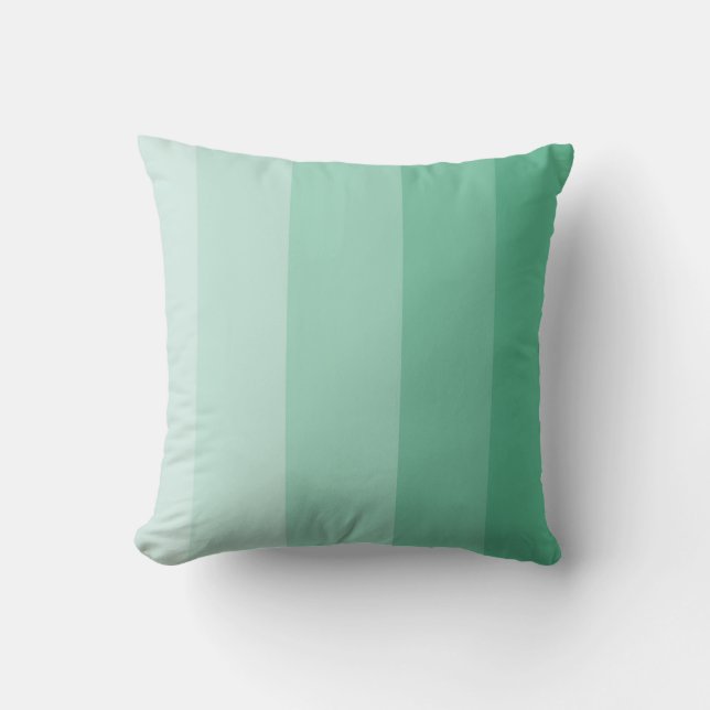 dark Jade Green Ombre Stripe Throw Pillow (Front)