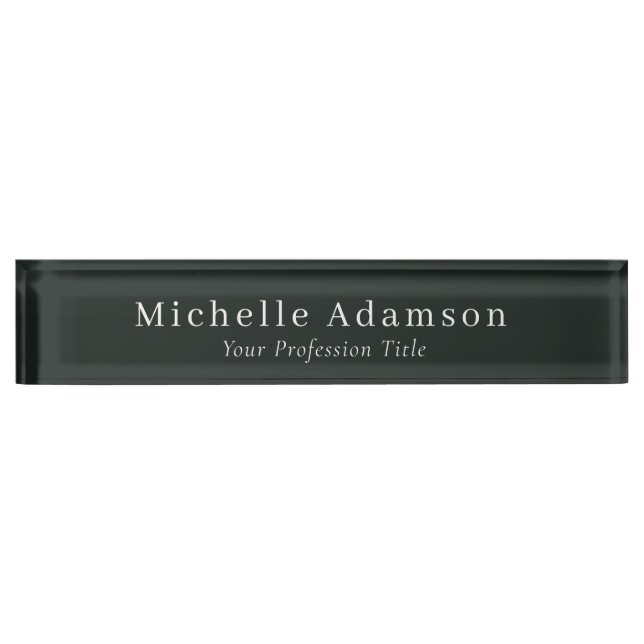 Dark Jungle Green Professional Plain Modern Nameplate (Front)