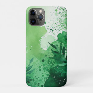 Dark Jungle green watercolor hand drawn texture iPhone 11 Pro Case