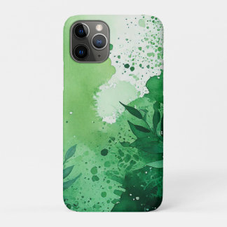 Dark Jungle green watercolor hand drawn texture  iPhone 11 Pro Case