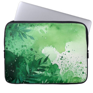 Dark Jungle green watercolor hand drawn texture  Laptop Sleeve