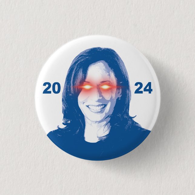 Dark Kamala Harris 2024 1 Inch Round Button (Front)