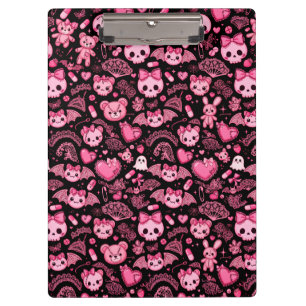 Dark Kawaii Clipboard - Pink Goth Kawaii Office Su