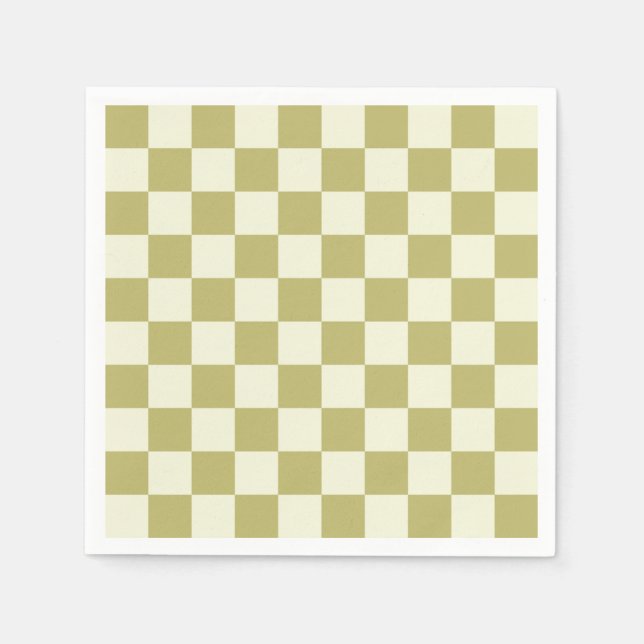Dark Khaki and Beige Chequerboard Napkin (Front)