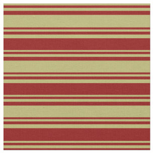 Dark Khaki and Dark Red Coloured Lines Fabric
