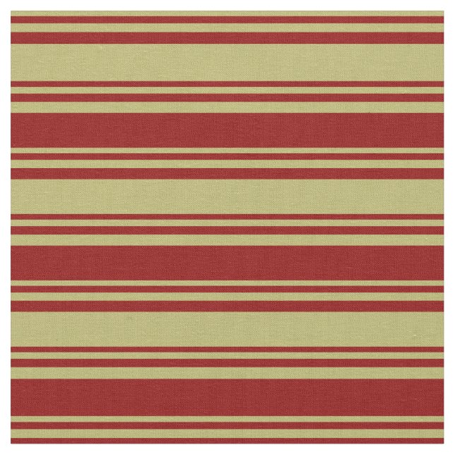Dark Khaki and Dark Red Coloured Lines Fabric (Close Up)