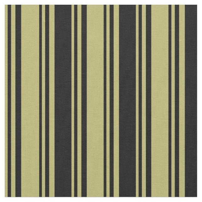 Dark Khaki & Black Coloured Stripes Pattern Fabric (Close Up)